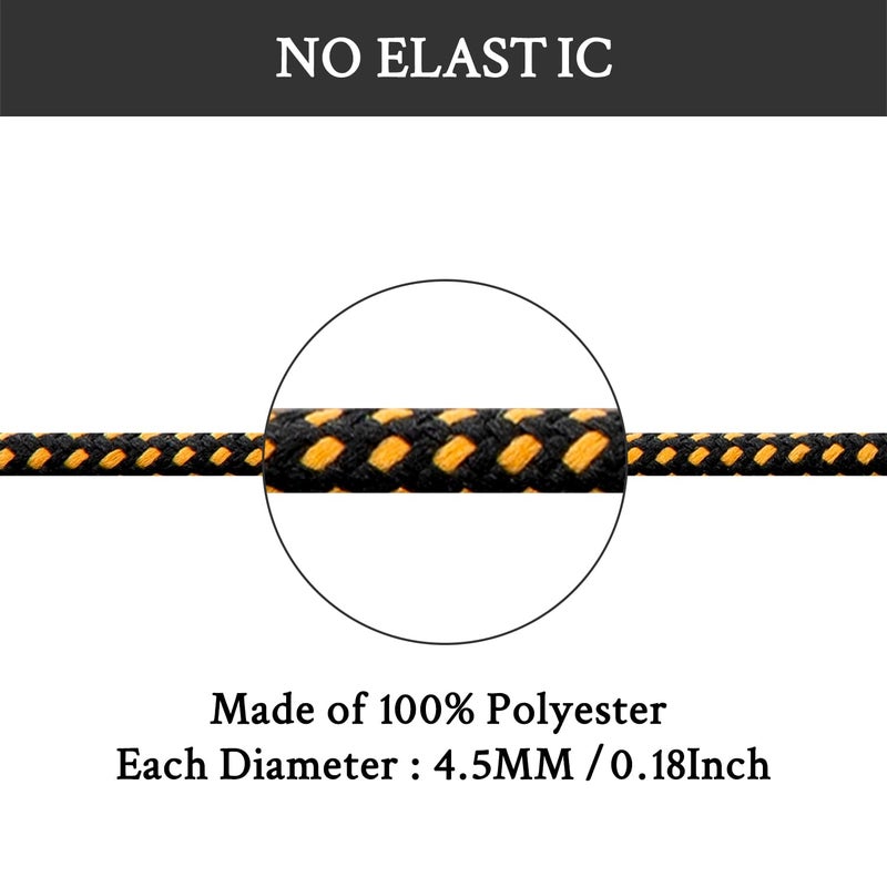 Endoto 2 Pairs Shoelaces for Merrell Moab Boots Replacement Round Shoe Laces Hiking Running Shoes Strings(Color:Black&YellowCombo,Size:48Inch) - Image 3