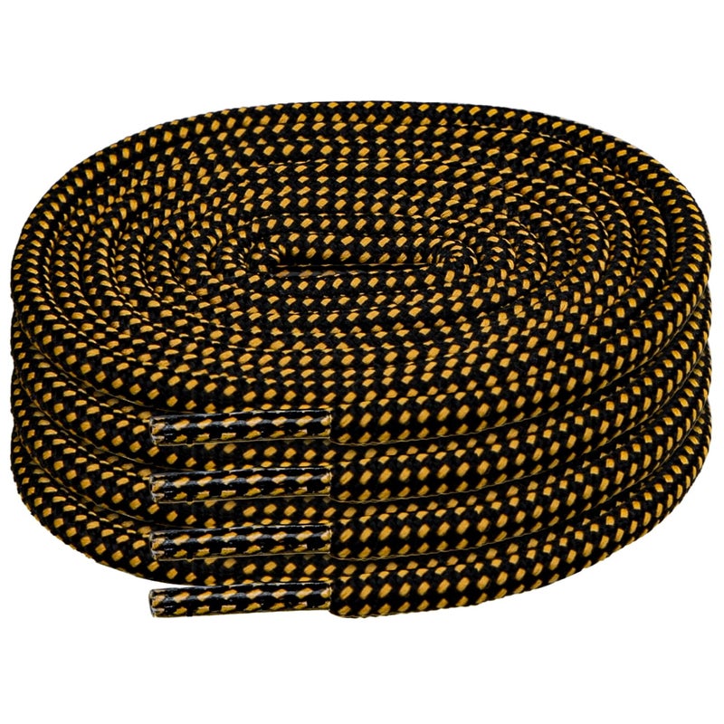 Endoto 2 Pairs Shoelaces for Merrell Moab Boots Replacement Round Shoe Laces Hiking Running Shoes Strings(Color:Black&YellowCombo,Size:48Inch) - Image 2