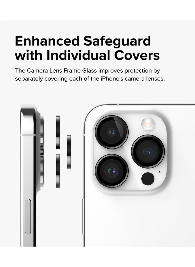 Raxoom Camera Lens Frame Glass Compatible with iPhone 15 Pro Max - Black - Image 3