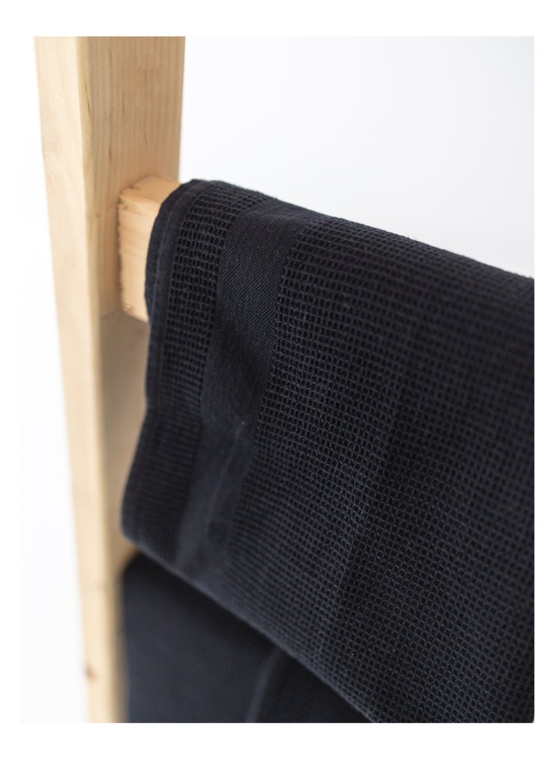 More cottons - Waffle Kitchen towel (48x90) Black - Image 1