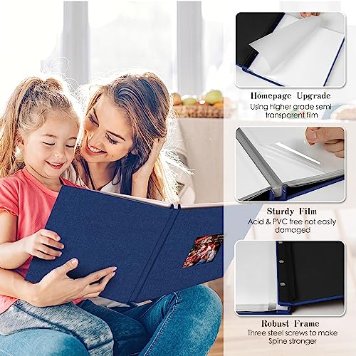 Spbapr Large Photo Album Self Adhesive 3x5 4x6 5x7 8x10 Pictures Magnetic Scrapbook 40 Blank Pages Linen Cover DIY Album with A Metal Pen - Image 3