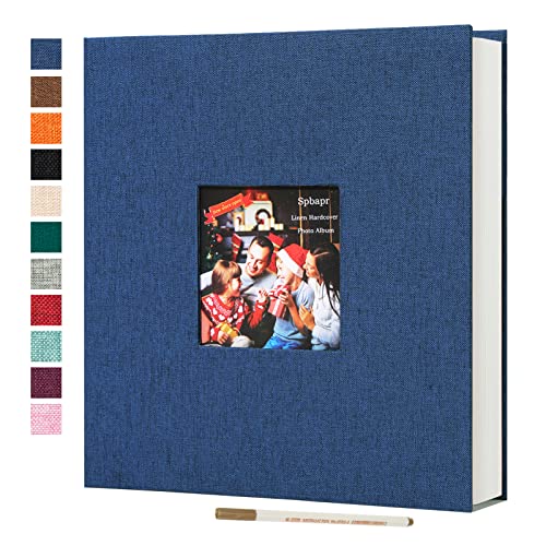 Spbapr Large Photo Album Self Adhesive 3x5 4x6 5x7 8x10 Pictures Magnetic Scrapbook 40 Blank Pages Linen Cover DIY Album with A Metal Pen - Image 1