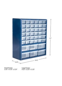Plastic Storage Drawers 42 Compartment Organizer Desktop or Wall Mount Container for Hardware, Parts, Crafts, Beads, or Tools by Stalwart, 10 Targets