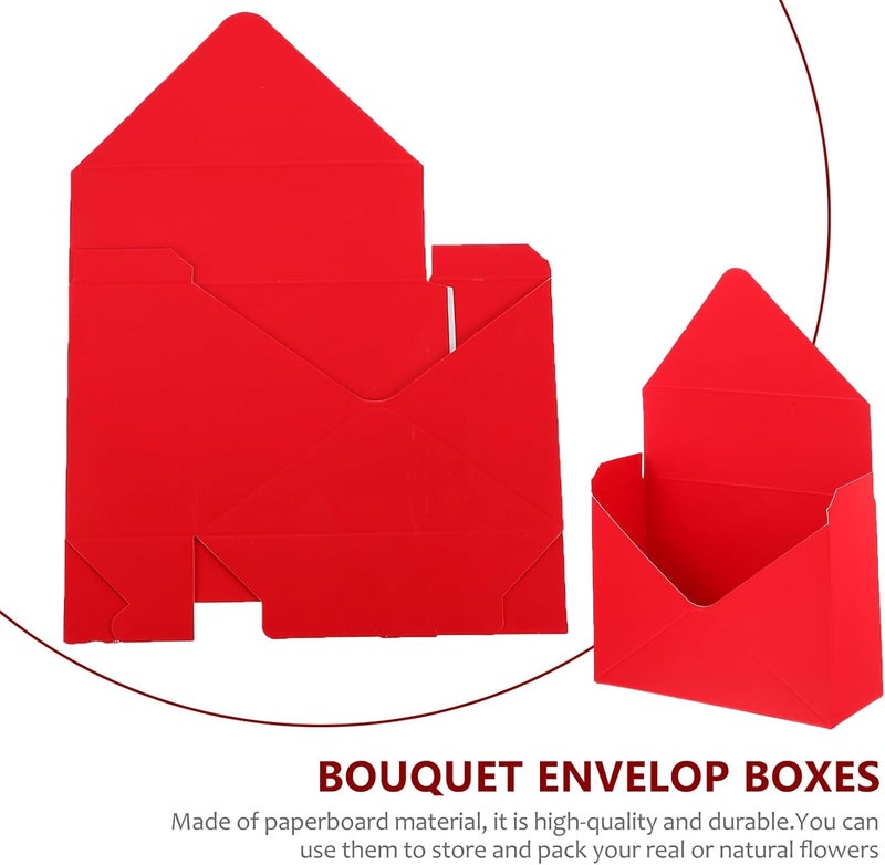 Yardwe 2pcs Red Paper Envelope Flower Boxes Bouquet Envelop Paperboard Storage Containers for Florist Wrapping and Flower Shop Packing - Image 5