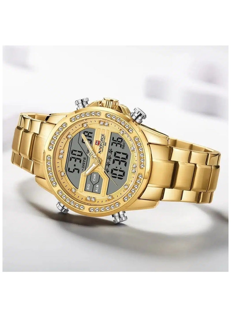 NAVIFORCE - Men's Stainless Steel Analog & Digital Wrist Watch NF9190 G/G - 45 mm - Gold - Image 1