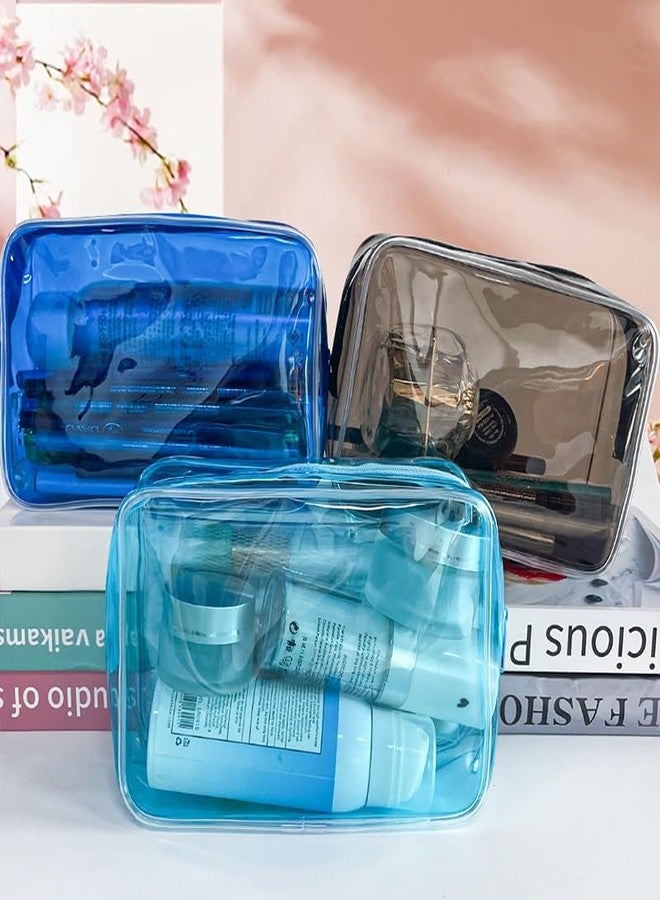 TotePrint Neon TSA Approved Clear Toiletry Pouch, 7"x2.3"x4.7" Size, PVC Travel Makeup Bags for Toiletries, Transparent Cosmetic Bag for Women and Men Small (dark blue) - Image 4