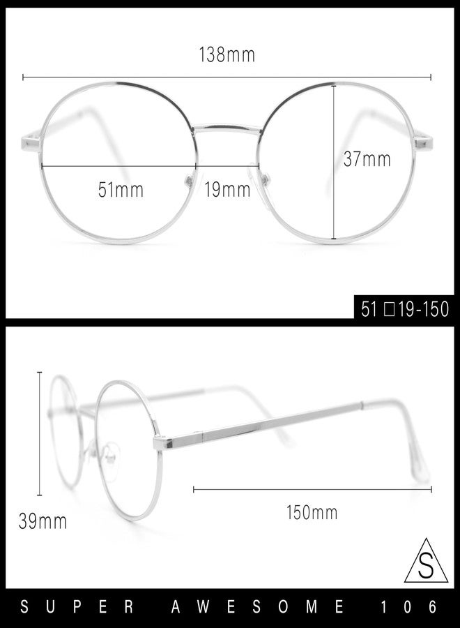 SA106 Classic Retro Oval Round Metal Rim Clear Lens Eyeglasses Gold - Clear - Image 5
