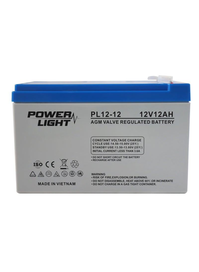 Sealed Lead Acid Battery 12V 12Ah – Maintenance-Free Deep Cycle Rechargeable AGM for UPS, Solar, Alarm, Wheelchair & Backup Power | PL12-12
