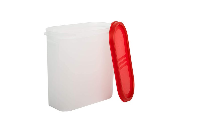 PRIZMA Pack of 10 Stackable BPA-Free Modular Design Air Tight Kitchen Storage Container Set with Plain Lids for Kitchen Organiser, Pulses, Aatta, Rice, Grains, (1800ml/7.6 Cup/60.9 Oz, Red) - Image 3