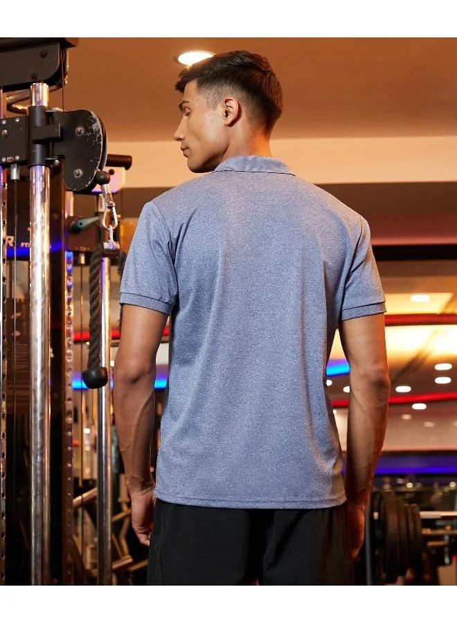 Campus Sutra CS Life Men's Charcoal Grey Basic Activewear Polo T-Shirt For Casual Wear | Spread Collar | Short Sleeve | Anti-Odor | Dri-Fit | Jersey T-Shirt Crafted With Comfort Fit & High-Performance