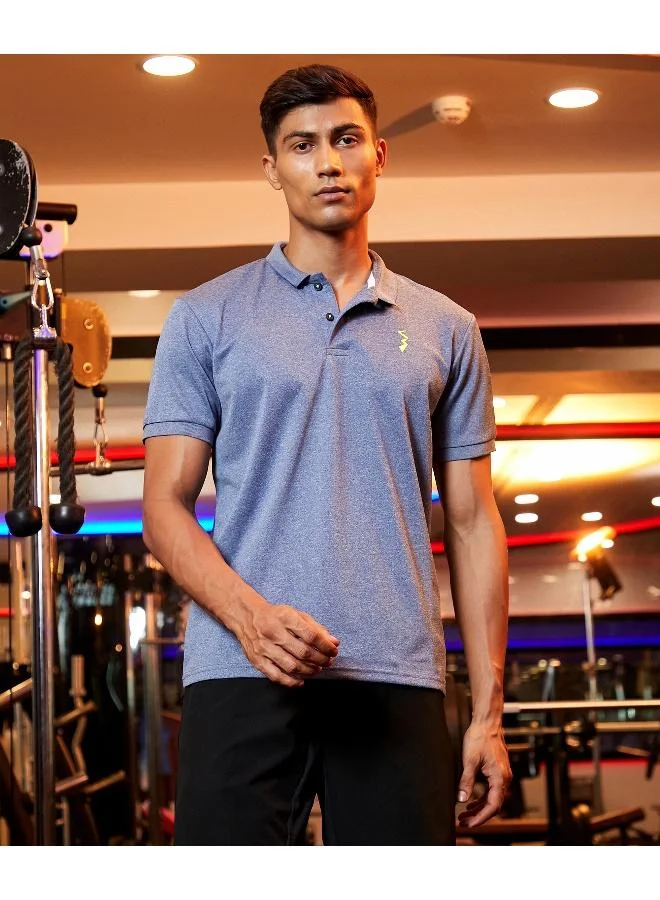 Campus Sutra CS Life Men's Charcoal Grey Basic Activewear Polo T-Shirt For Casual Wear | Spread Collar | Short Sleeve | Anti-Odor | Dri-Fit | Jersey T-Shirt Crafted With Comfort Fit & High-Performance