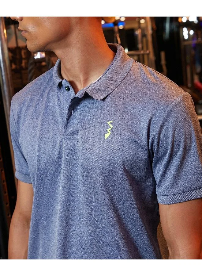 Campus Sutra CS Life Men's Charcoal Grey Basic Activewear Polo T-Shirt For Casual Wear | Spread Collar | Short Sleeve | Anti-Odor | Dri-Fit | Jersey T-Shirt Crafted With Comfort Fit & High-Performance