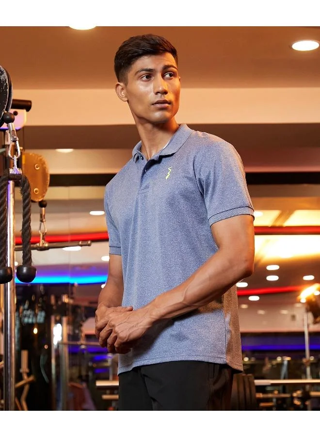 Campus Sutra CS Life Men's Charcoal Grey Basic Activewear Polo T-Shirt For Casual Wear | Spread Collar | Short Sleeve | Anti-Odor | Dri-Fit | Jersey T-Shirt Crafted With Comfort Fit & High-Performance