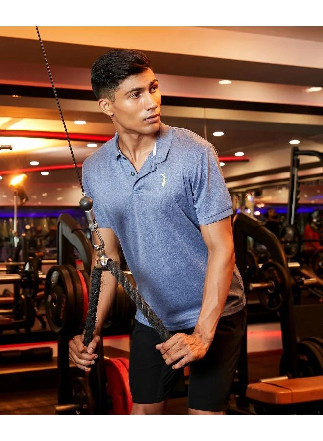 Campus Sutra CS Life Men's Charcoal Grey Basic Activewear Polo T-Shirt For Casual Wear | Spread Collar | Short Sleeve | Anti-Odor | Dri-Fit | Jersey T-Shirt Crafted With Comfort Fit & High-Performance