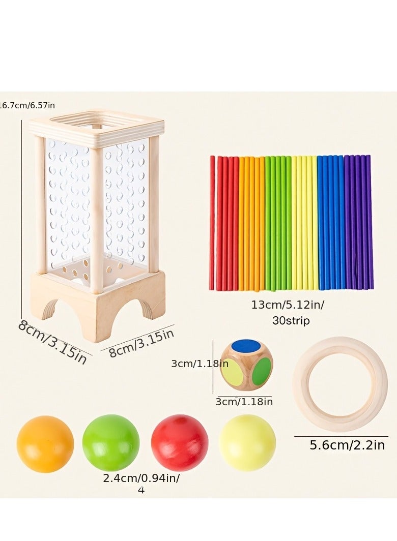 XiuWoo Wooden Board Game Set, Colorful Educational Toy for Cognitive Development & Focus Training, Includes Mixed Colors Sticks and Dual-Level Puzzle, Toy Gift for Kids Boys Girls  - Image 2