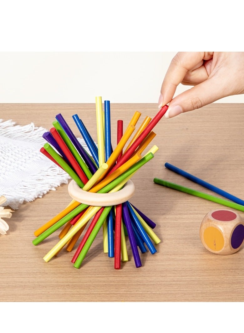 XiuWoo Wooden Board Game Set, Colorful Educational Toy for Cognitive Development & Focus Training, Includes Mixed Colors Sticks and Dual-Level Puzzle, Toy Gift for Kids Boys Girls  - Image 3