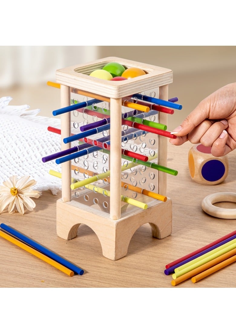 XiuWoo Wooden Board Game Set, Colorful Educational Toy for Cognitive Development & Focus Training, Includes Mixed Colors Sticks and Dual-Level Puzzle, Toy Gift for Kids Boys Girls  - Image 4