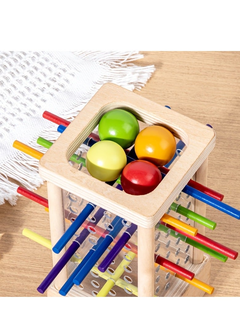 XiuWoo Wooden Board Game Set, Colorful Educational Toy for Cognitive Development & Focus Training, Includes Mixed Colors Sticks and Dual-Level Puzzle, Toy Gift for Kids Boys Girls  - Image 5