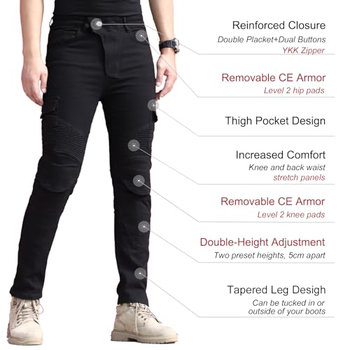 CTBQiTom Motorcycle Pants for Men with CE Level 2 Armor, Protective Riding Jeans, Durable Stretch Denim for Adventure Touring & All Season - Image 4