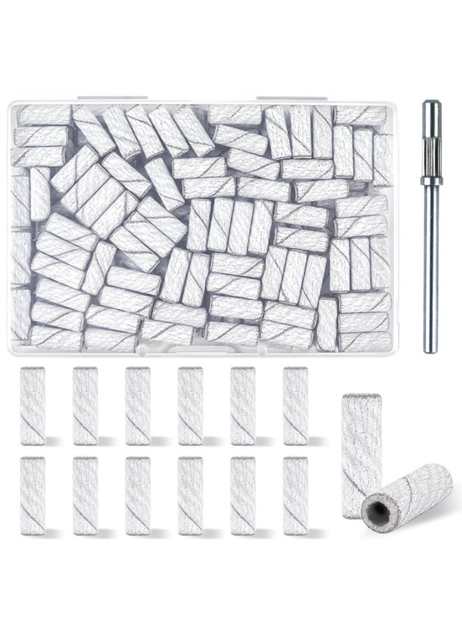 Bukela 240 Grit White Small Sanding Bands Nail Drill Bit, Extreme Fine Grit Mini Sanding Band, Upgrade 3.1mm Mandrel Bits, Professional Nails Drill for Acrylic (100 Pcs) - Image 1