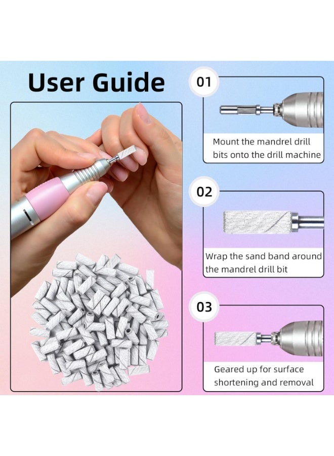 Bukela 240 Grit White Small Sanding Bands Nail Drill Bit, Extreme Fine Grit Mini Sanding Band, Upgrade 3.1mm Mandrel Bits, Professional Nails Drill for Acrylic (100 Pcs) - Image 3