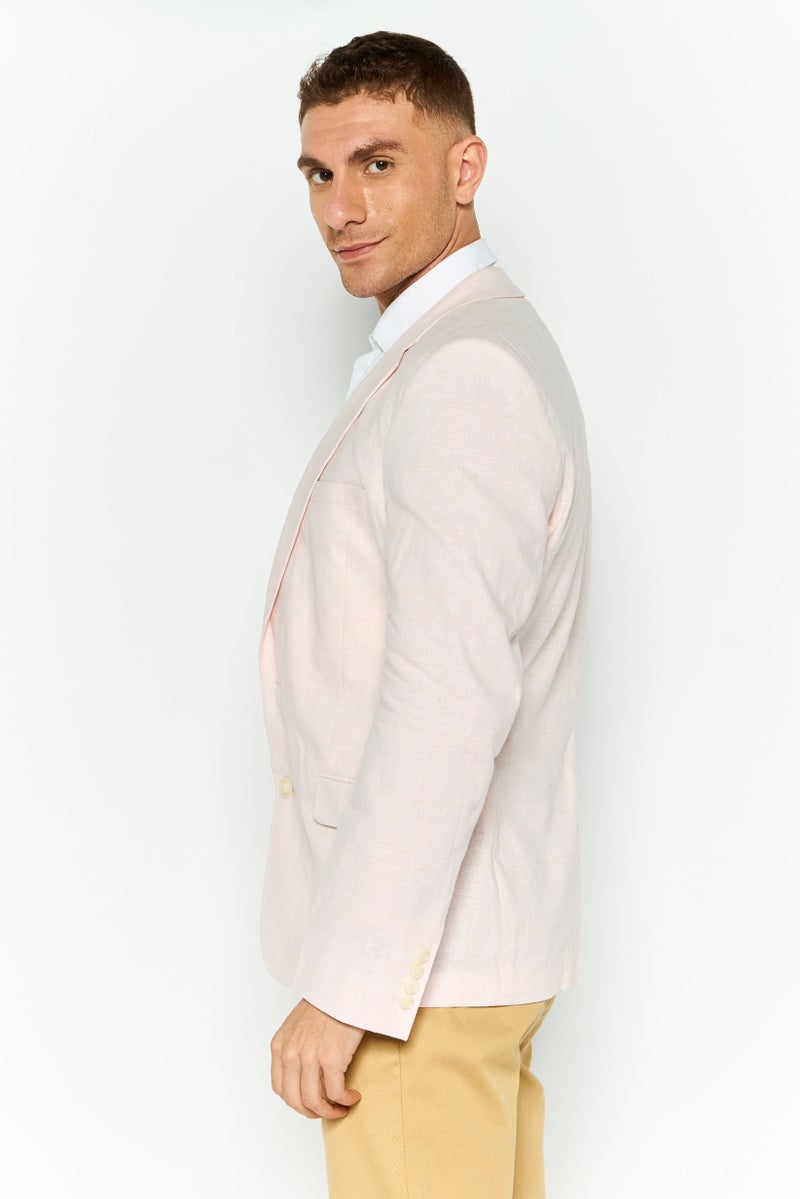 Asos Design Men Skinny Fit Plaid Wedding Suit Jacket, Light Pink - Image 3