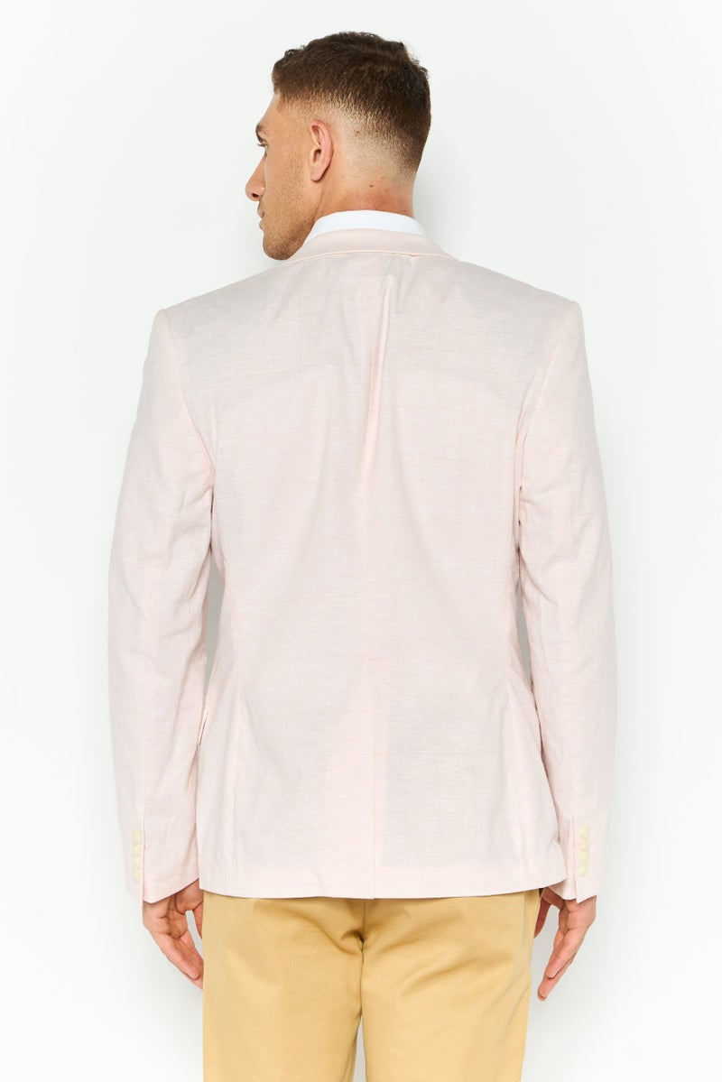 Asos Design Men Skinny Fit Plaid Wedding Suit Jacket, Light Pink - Image 4