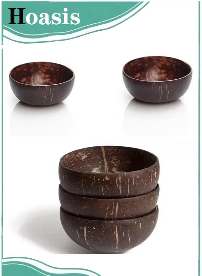 ح واحة 5 أوعية جوز الهند المصقولة، أوعية العصائر، خيار صحي من قشر جوز الهند، هدايا نباتية صديقة للبيئة، 13*13*7 سم - Image 1