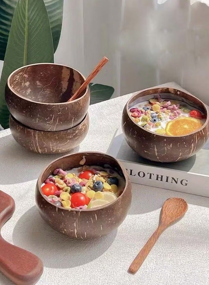 ح واحة 5 أوعية جوز الهند المصقولة، أوعية العصائر، خيار صحي من قشر جوز الهند، هدايا نباتية صديقة للبيئة، 13*13*7 سم - Image 5