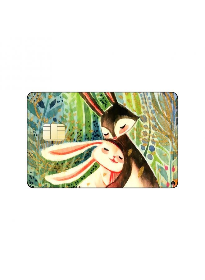 RKN PRINTED BANK CARD STICKER Cute Rabbits Drawing With Flowers - Image 2