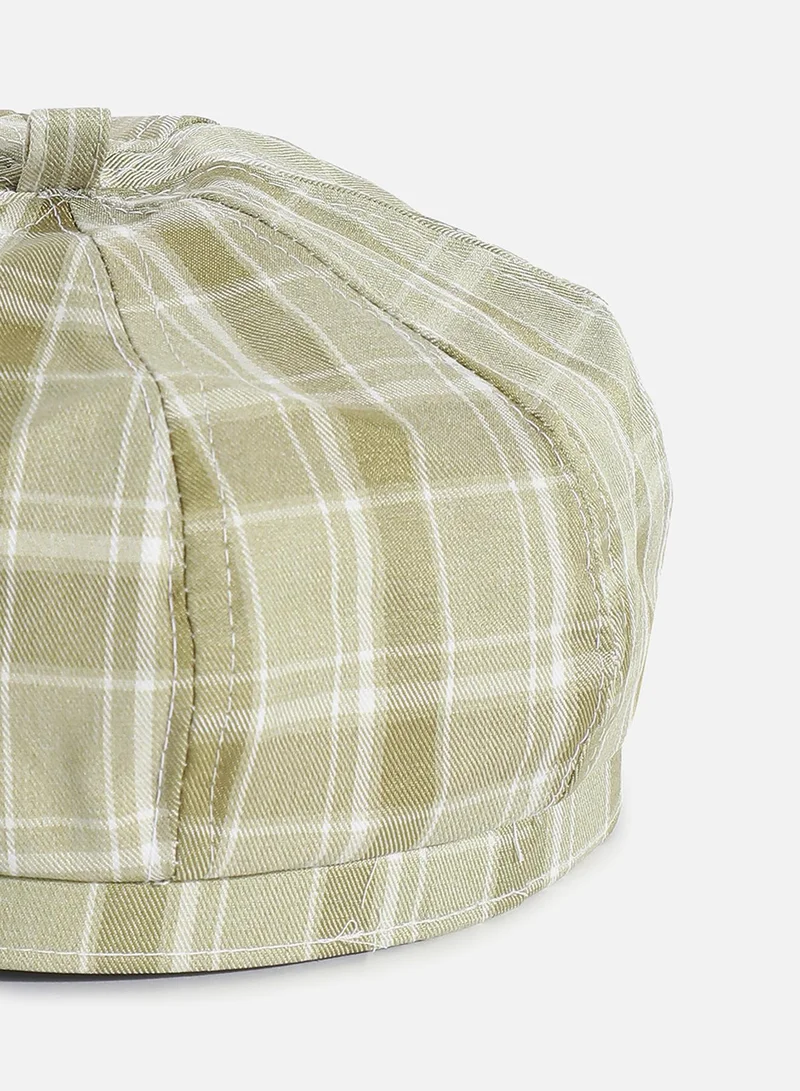 صوص هاوت Sage Green Scottish Checked Textured Bakerboy Hat