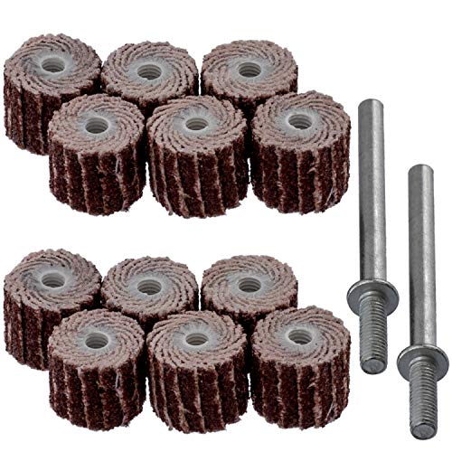 ANCIRS 12Pcs 120 Grit Flap Sanding Wheel Head Grinding Disc (10mm/0.39") with 2 of 3mm Arbor for Rotary Tool - Sandpaper Drum - Image 5