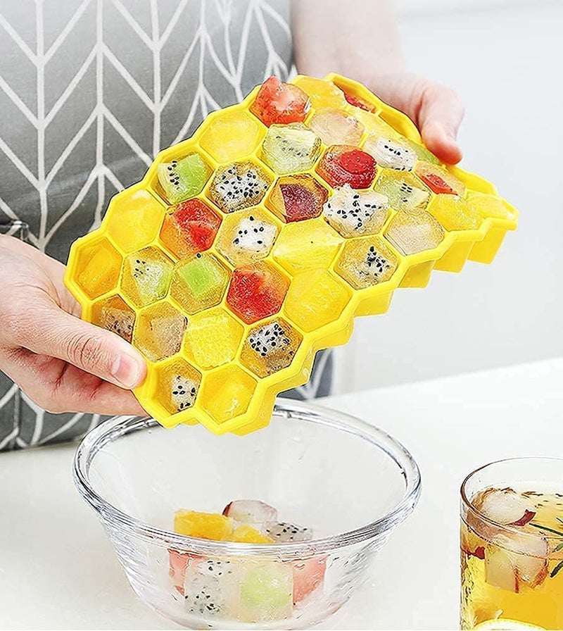 Fennec Mart Silicone Ice Cube Molds with Lid Flexible Ice Trays BPA Free for Whiskey Cocktail Stackable Flexible Safe Ice Cube Molds2PcMulticolor - Image 5