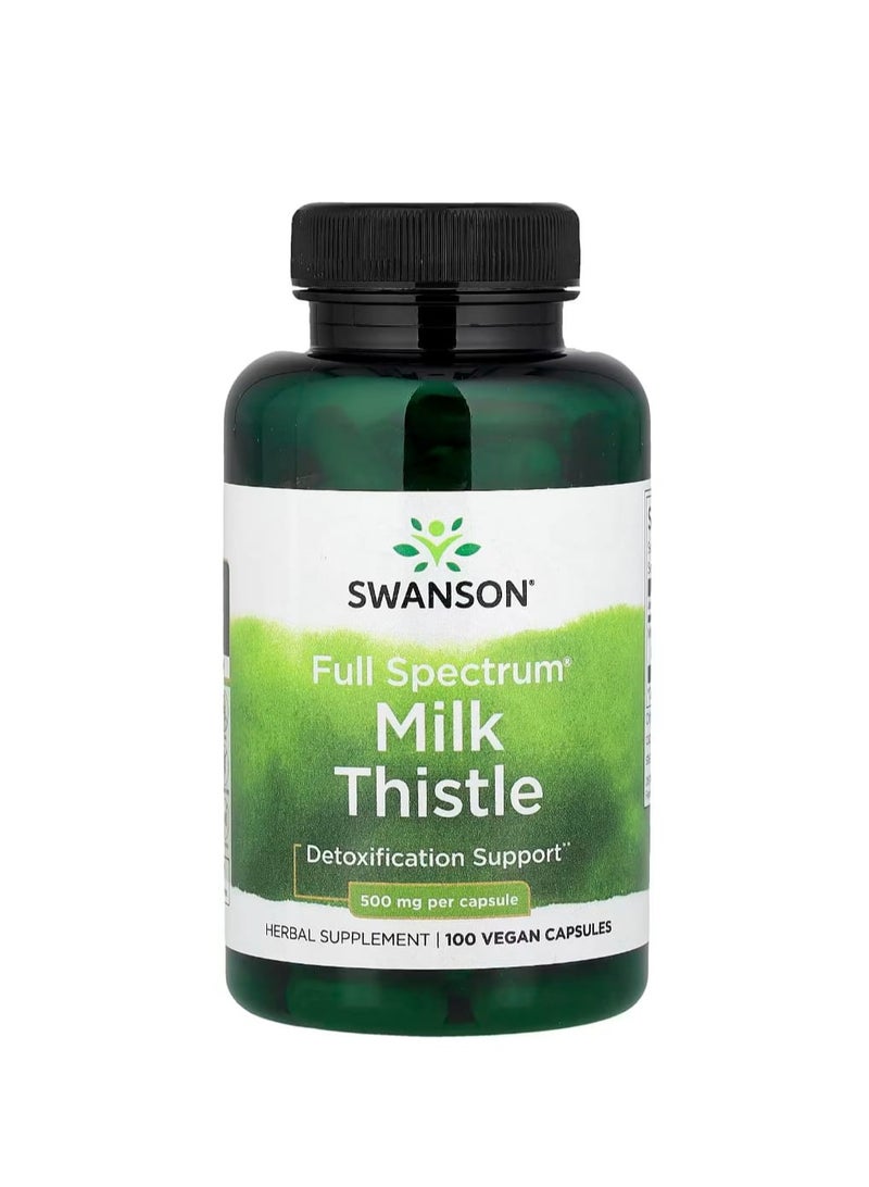 سوانسون كبسولات شوك الحليب كامل الطيف ٥٠٠ مجم ١٠٠ كبسولة نباتية - Image 1