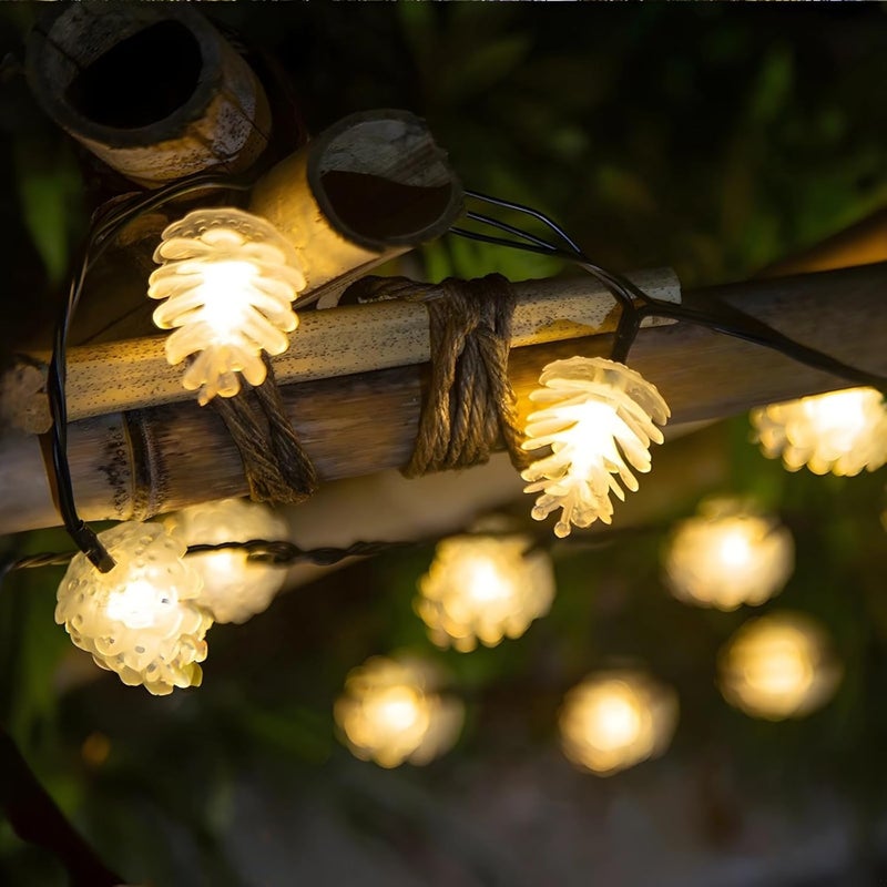 أضواء سلسلة LED على شكل مخروط الصنوبر الشمسية، إضاءة احتفالية خارجية، ديكور للحديقة والفناء، جاهزة للعطلات، تشمل لوحة شمسية، تصنيف IP44 - Image 3