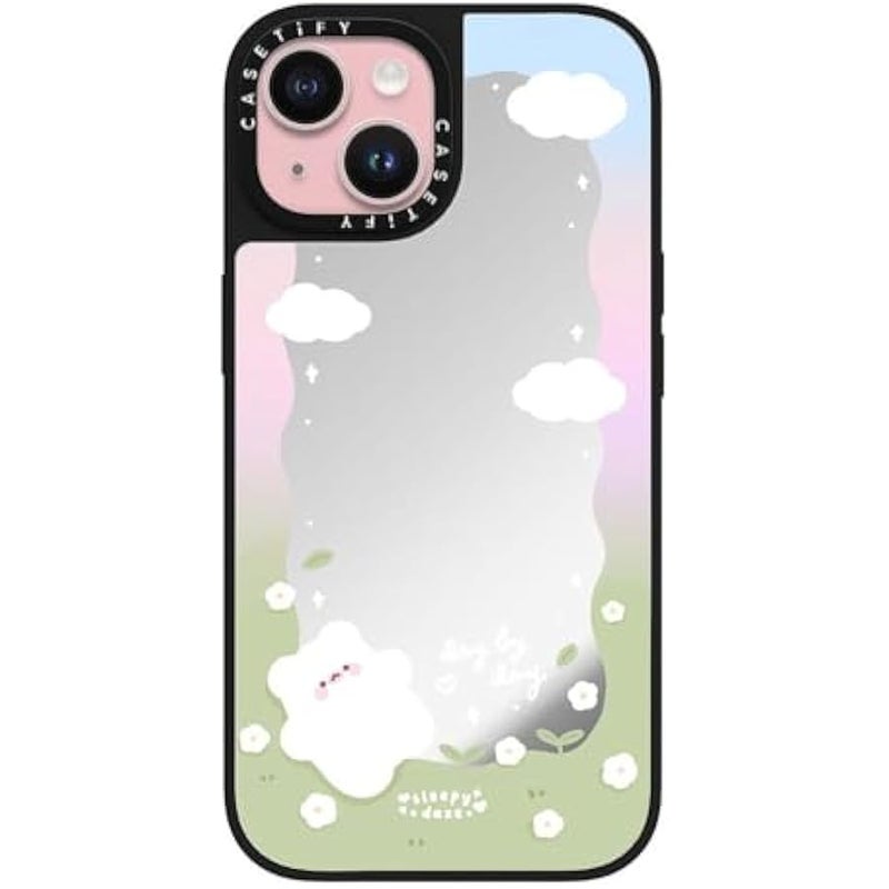 Casetify Mirror iPhone 15 Case 【Reflective / 4.9ft Drop Protection/Compatible with Magsafe】 - Day by Day by sleepydaze - Silver on Black - Image 1