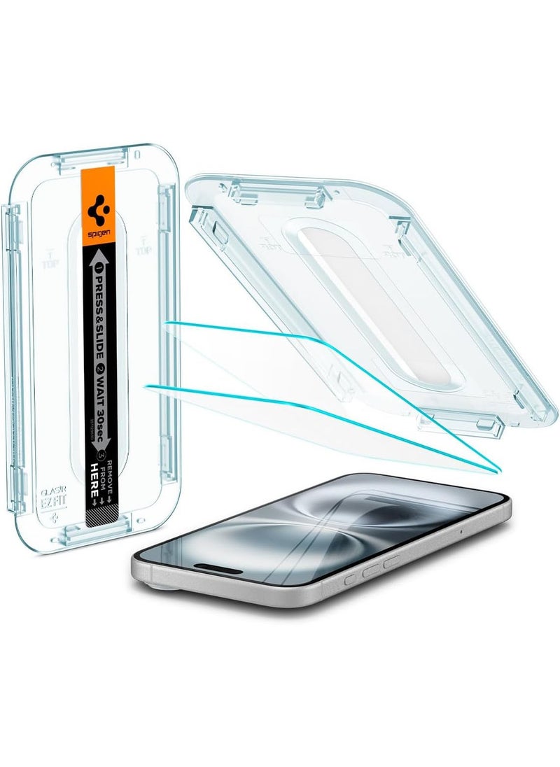 Spigen - واقي شاشة Glastr Ez Fit [عبوتان] لهاتف iPhone 15 PLUS من الزجاج المقسى الممتاز - سهل الاستخدام مع حماية المستشعر - Image 1