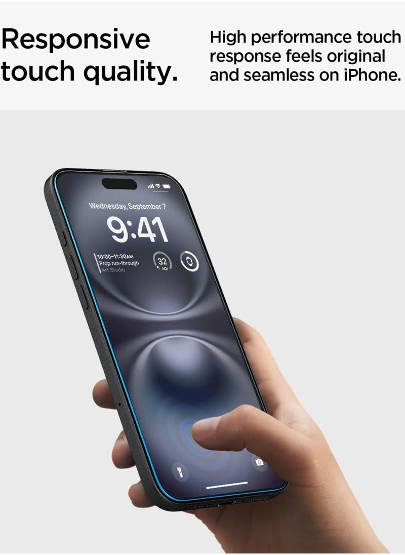Spigen - واقي شاشة Glastr Ez Fit [عبوتان] لهاتف iPhone 15 PLUS من الزجاج المقسى الممتاز - سهل الاستخدام مع حماية المستشعر - Image 1