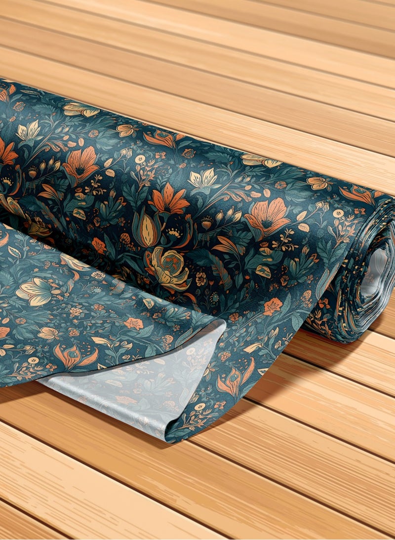 Vellato Al Lail Aramny Silk Fabric By The Yard Teal Orange Floral Design Jalabiya Makhweer Dressmaking 58 Inches Width - Image 5