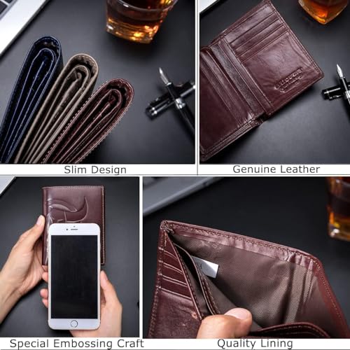 Contacts Slim Wallet for Men RFID Blocking Genuine Leather Minimalist Front Pocket Wallets for Men - Black… - Image 4
