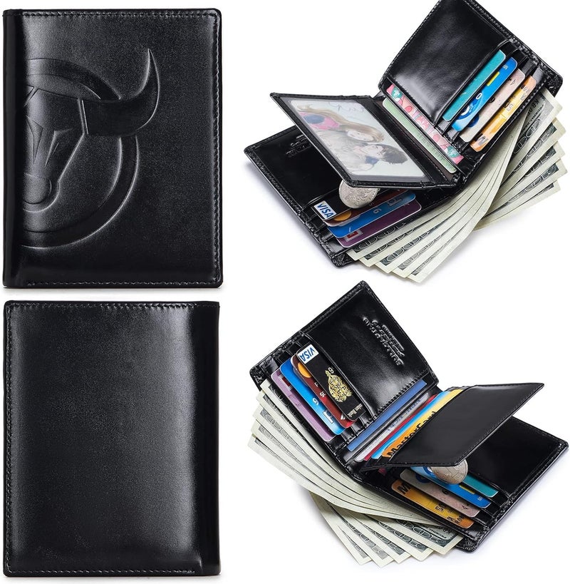 Contacts Slim Wallet for Men RFID Blocking Genuine Leather Minimalist Front Pocket Wallets for Men - Black… - Image 2