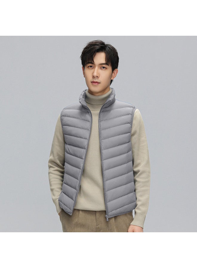 YaYa Winter Casual Warm Lightweight Soft Outerwear Down Vest Men's Stand Collar Waistcoat Men - Image 3