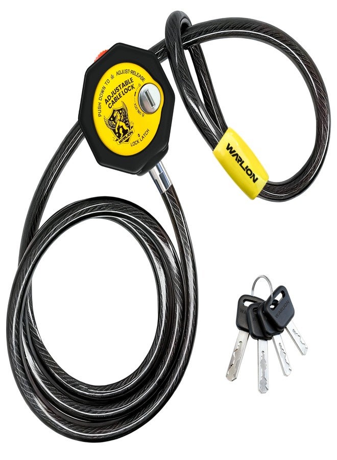WARLION Heavy Duty Adjustable Cable Lock, 6ft x 3/8" Braided Steel Security Cable, Outdoor Anti-Theft Lock for Bicycles, Scooters, Patio Furniture, Spare Tires, Generator, Cooler, Grill, Ladder - Image 1