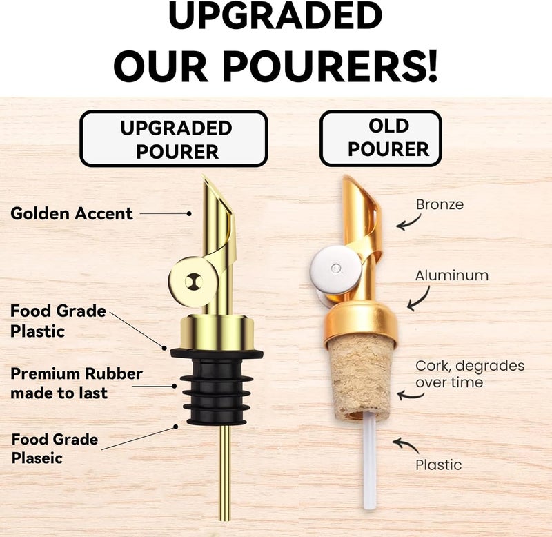 Lubise 4 Pcs Olive Oil Dispenser Bottle Spout, Speed Liquor Pour Spout with Flip Top, Stainless Steel Auto Pour Spouts for Liquor Bottles, Oil Bottles, Vinegar, Syrup and Other Liquid Bottles Gold - Image 4