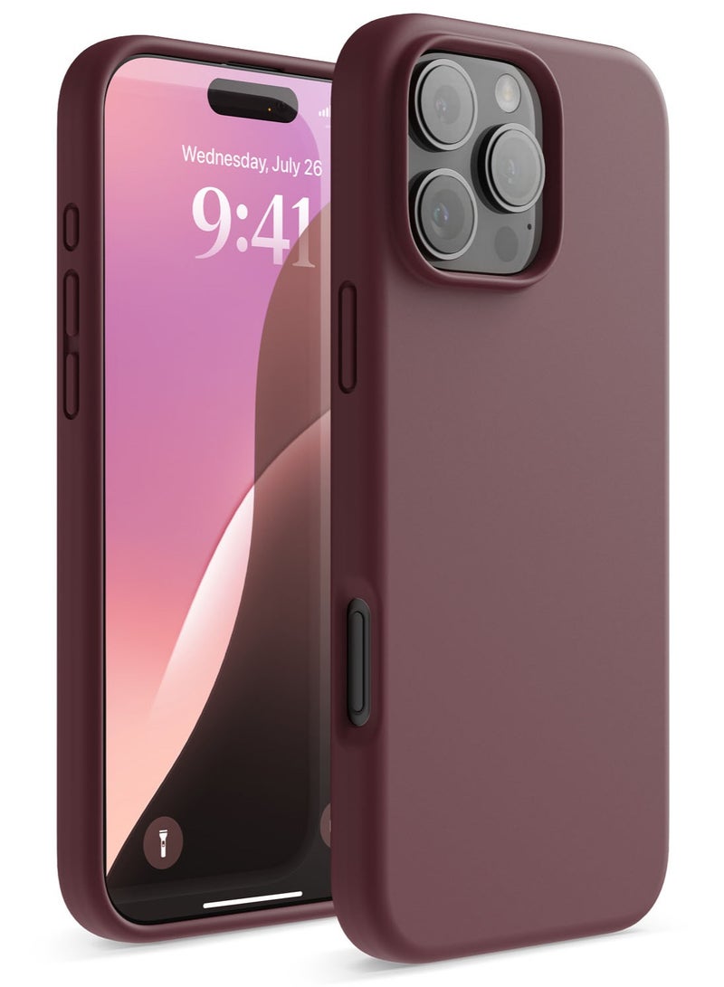Elago Liquid Silicone for iPhone 16 PRO Case Cover Full Body Protection, Shockproof, Slim, Anti-Scratch Soft Microfiber Lining - Burgundy - Image 1