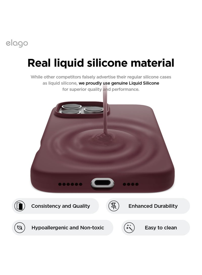 Elago Liquid Silicone for iPhone 16 PRO Case Cover Full Body Protection, Shockproof, Slim, Anti-Scratch Soft Microfiber Lining - Burgundy - Image 3