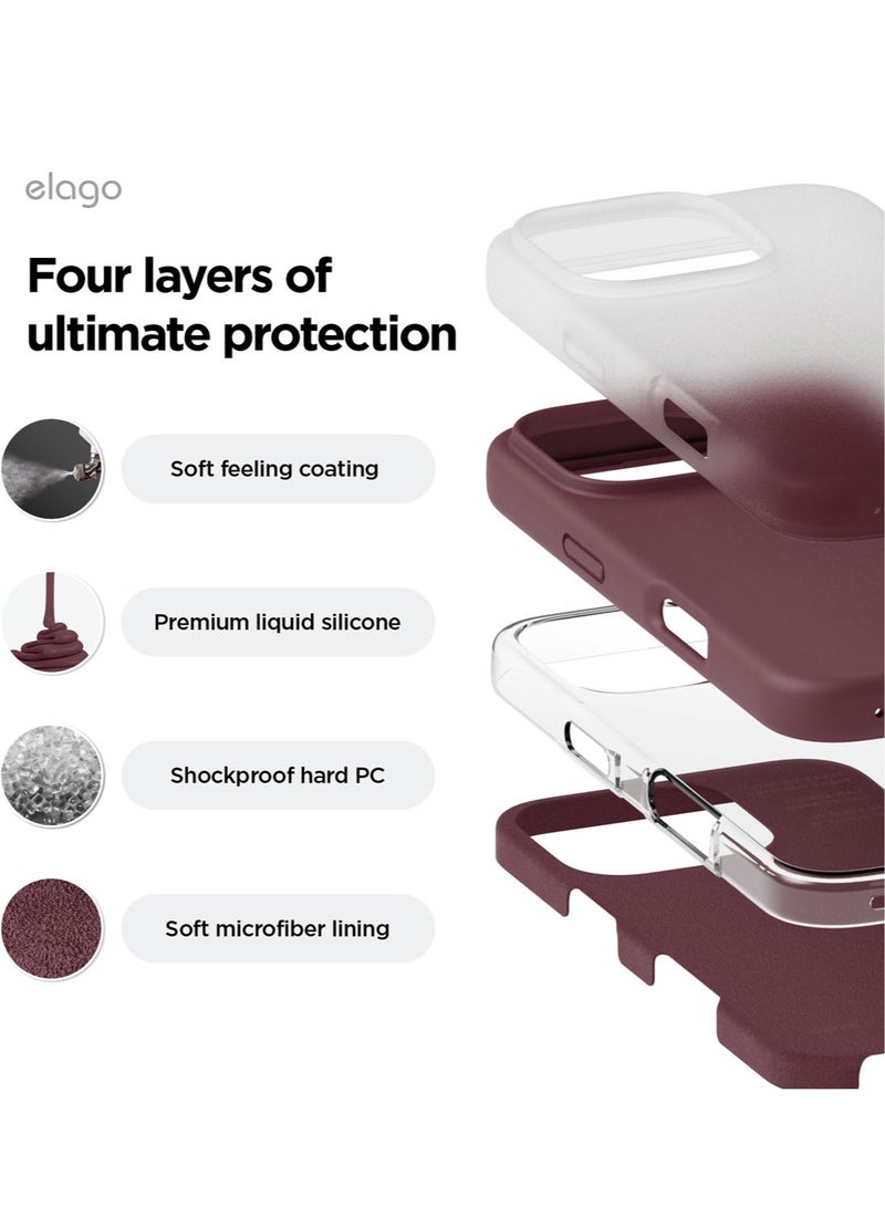 Elago Liquid Silicone for iPhone 16 PRO Case Cover Full Body Protection, Shockproof, Slim, Anti-Scratch Soft Microfiber Lining - Burgundy - Image 4