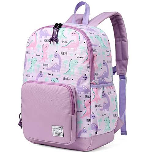 VASCHY Kids backpacks Girls, Cute Lightweight Water Resistant Toddler Kindergarten Preschool Backpack Purple Dinosaurs Purple Dinosaurs - Image 1