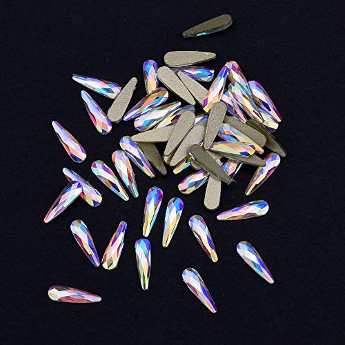 Tisslan 100pcs Mix 3 Sizes Glass Crystal AB Raindrop Shape Flat Back 3D Nail Rhinestones Jewels Decoration Accessories Supplies - Image 5