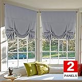 H.VERSAILTEX H.VERSAILTEX Thermal Insulated Blackout Tie Up Curtains Adjustable Window Shades for Living Room, Rod Pocket 2-Pack, 42  - Image 1